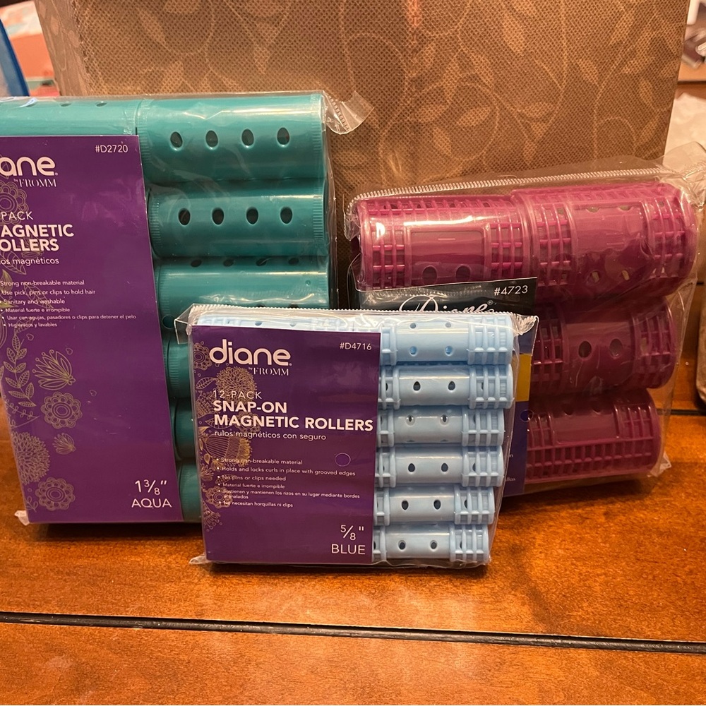 Aqua and Blue Magnetic Hair Rollers by Diane